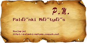 Palánki Mátyás névjegykártya